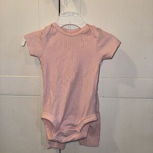 Adorable Pink Ribbed Baby Bodysuit